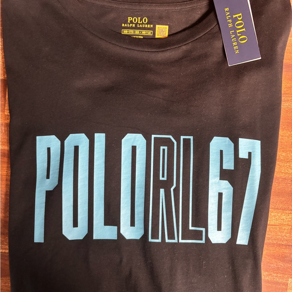 Polo by Ralph Lauren Black Tee with Blue Graphic